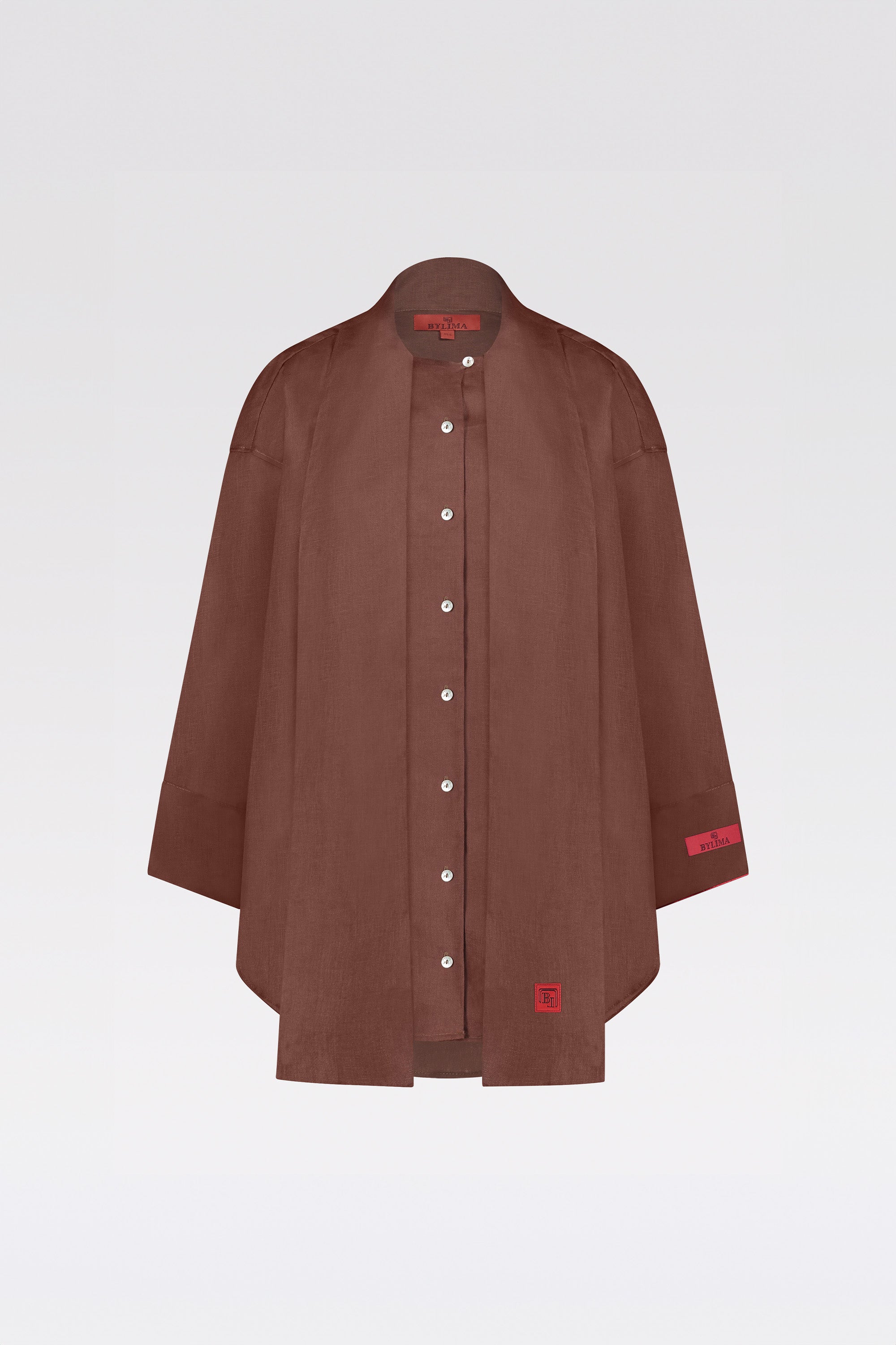 THE BYLIMA LINEN BLOUSE 'CHOCOLATE BROWN'