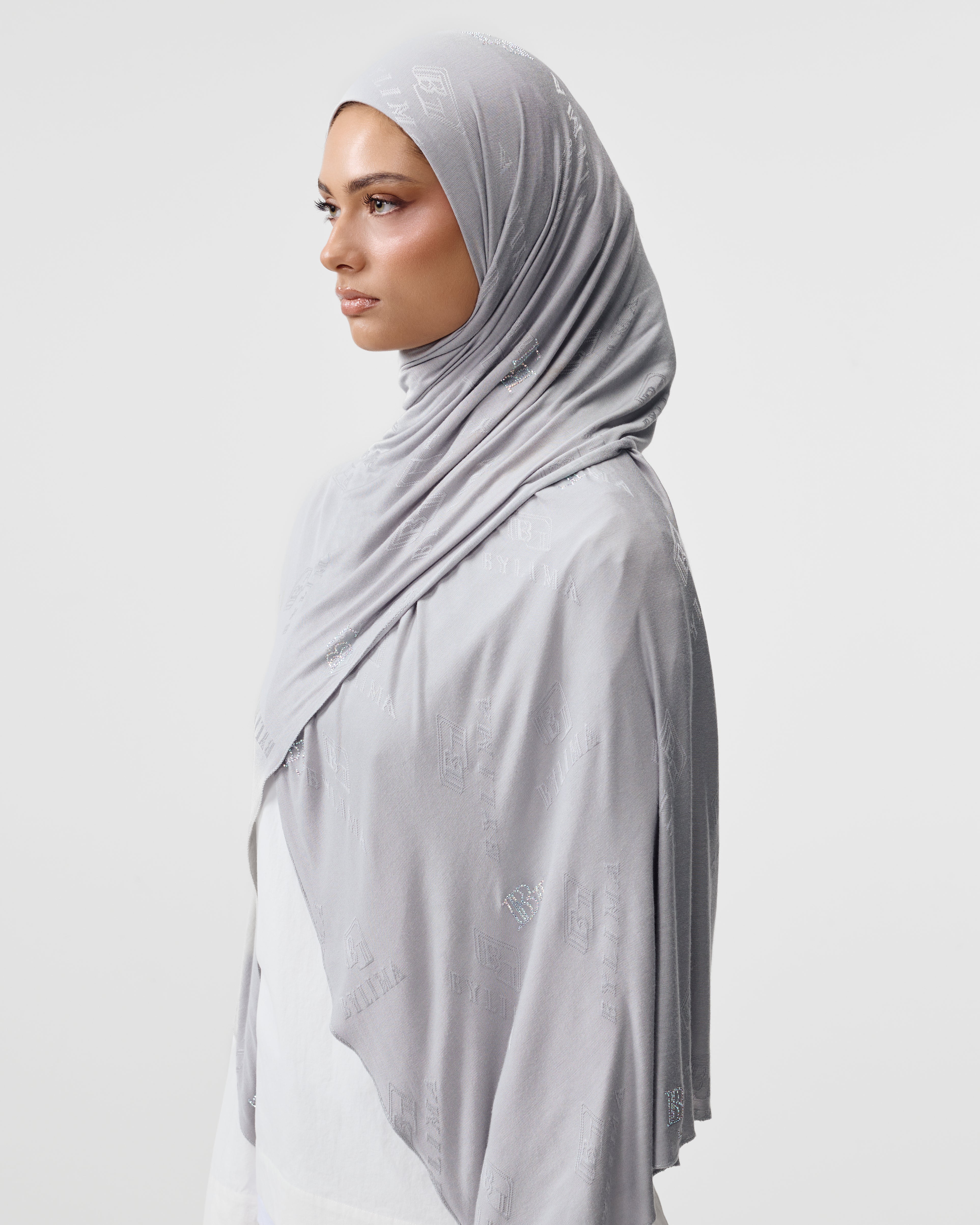 STAMP SCARF 'SHADOW BLUE'