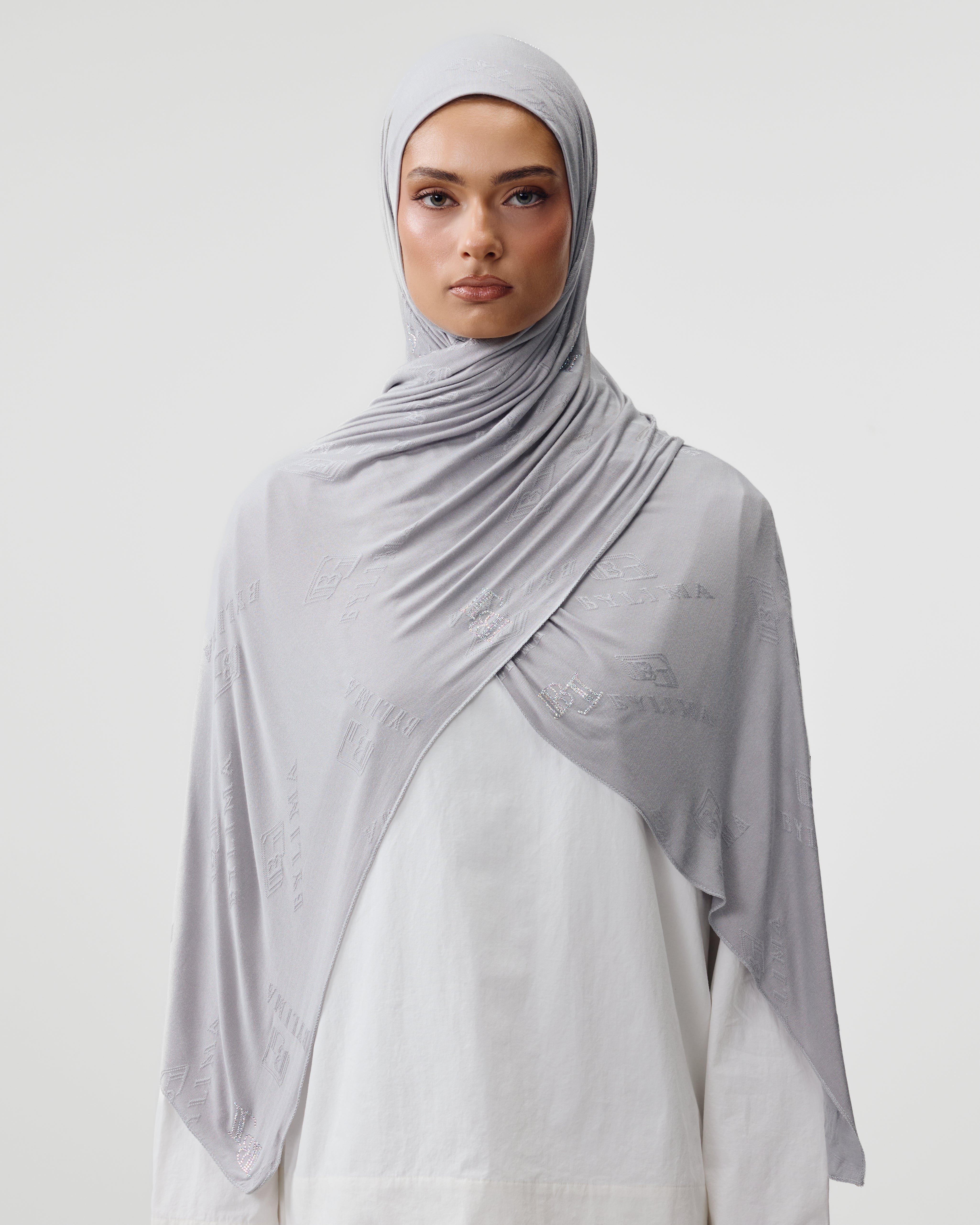 STAMP SCARF 'SHADOW BLUE'